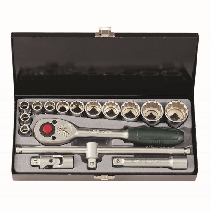 Набор головок 10-32мм 1/2" 6-гранных 16пр. в кейсе FORCE