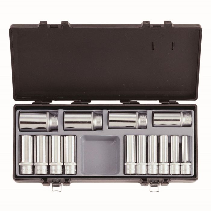 Набор головок 10-32мм 1/2" 6-гранных глубоких 14пр. в кейсе FORCE