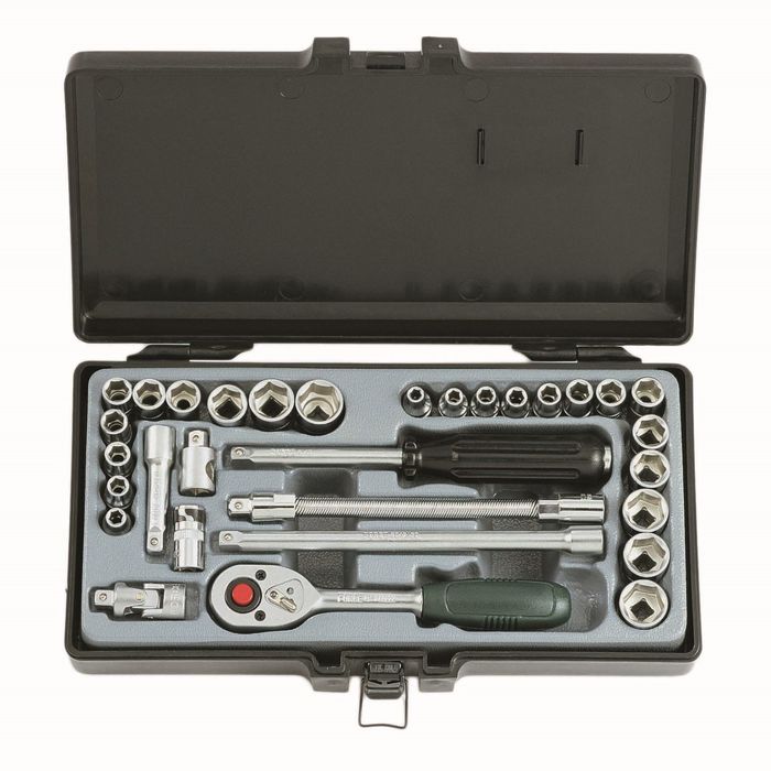 Набор головок 4-14мм, 3/16"- 9/16" 1/4" 12-гранных 31пр. в кейсе FORCE