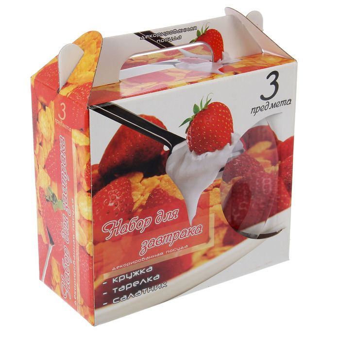 Набор для завтрака "Веселые зверюшки", 3 предмета: тарелка 20 см, салатник 13 см, кружка 200 мл, рисунок МИКС