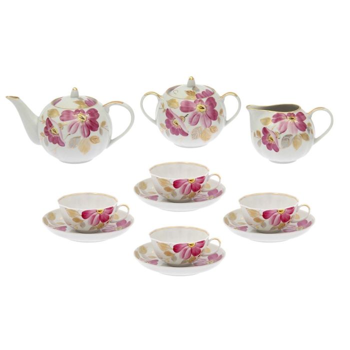 Сервиз чайный "Тюльпан. Пурпурный цветок", 11 предметов УЦЕНКА