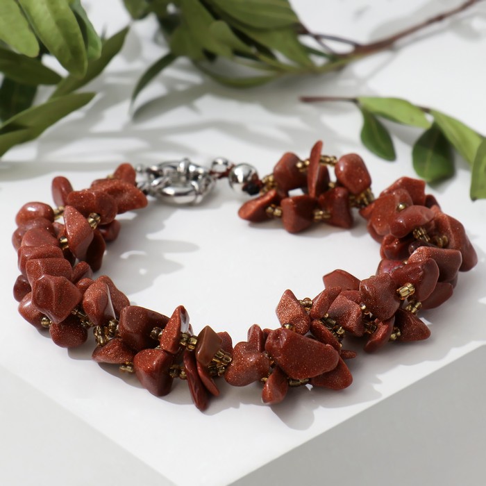 Браслет крошка 3 нити "Авантюрин коричневый"