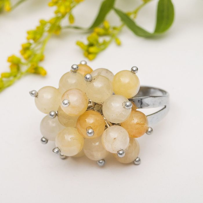 Кольцо виноград "Цитрин" размер МИКС