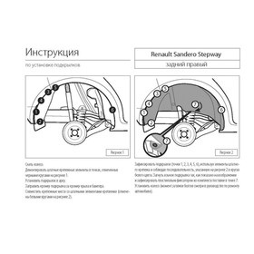 

Подкрылок задний правый Rival для Renault Sandero Stepway II хэтчбек 2014-2018 2018-н.в., пластик, с крепежом, 44703004