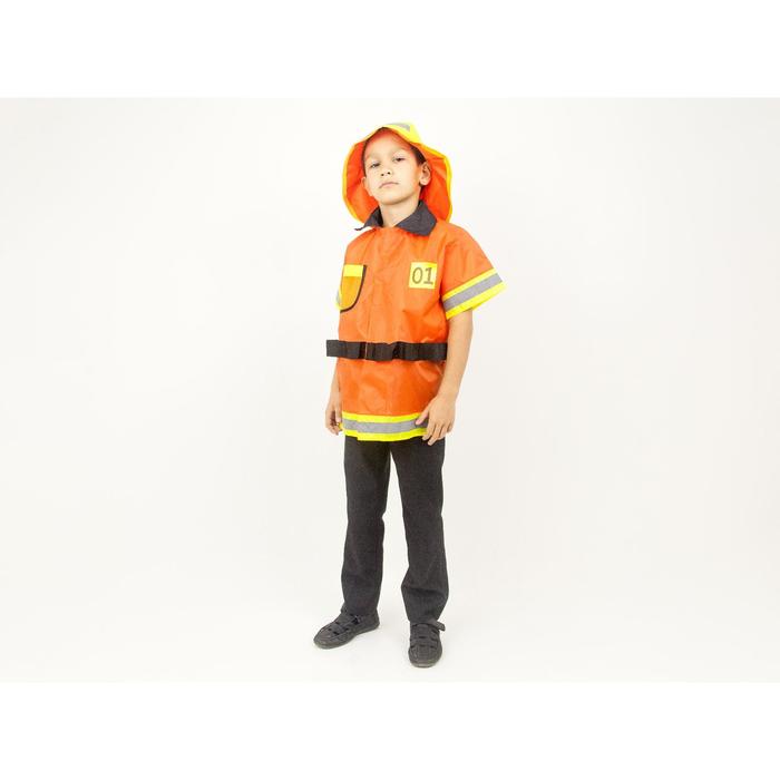 фото Карнавальный костюм "пожарный", курточка, шапка, рост 110-128 см минивини