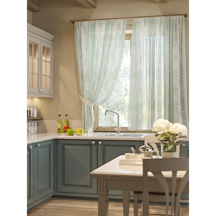 Шторы "Аннеси", 150х180 см-2 шт, подхваты 2 шт, вуаль