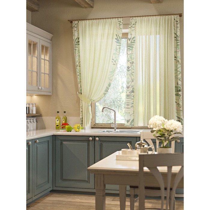 Шторы "Анаис", 150х180 см-2 шт, подхваты 2 шт, вуаль