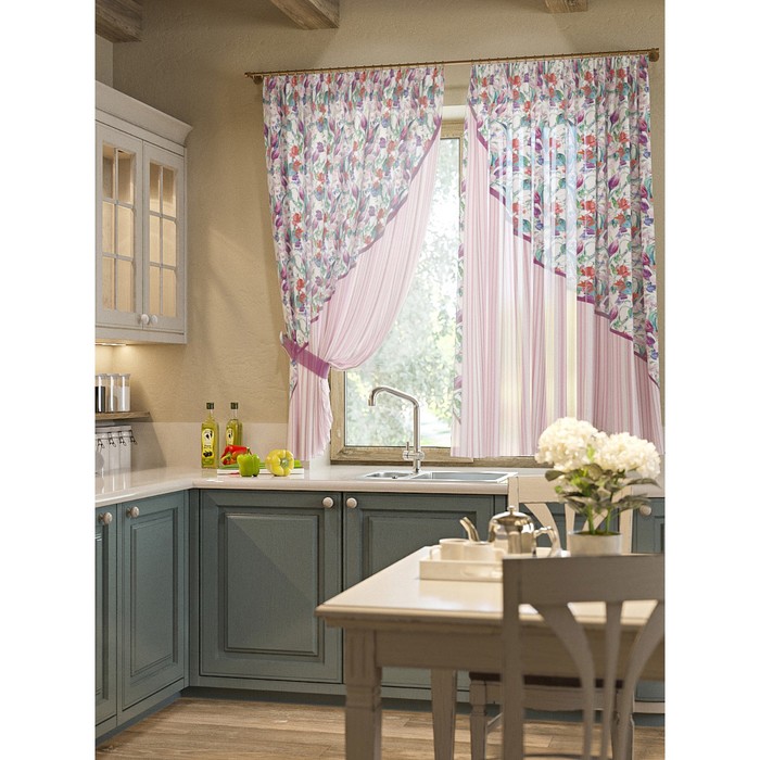 Шторы "Кармэн", 150х180 см-2 шт, подхваты 2 шт, вуаль