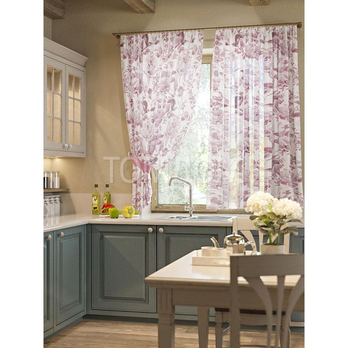 Шторы "Азалия", 150х180 см-2 шт, подхваты 2 шт, вуаль