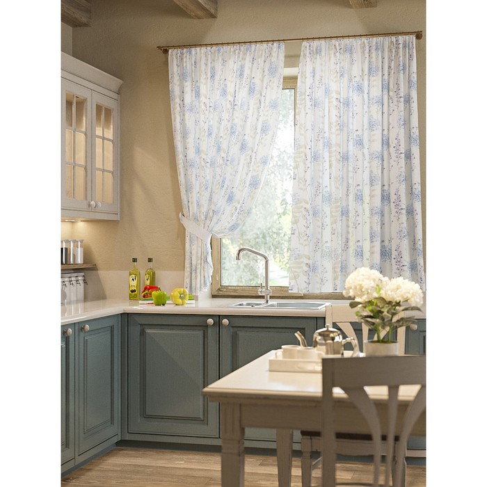 Шторы "Лила", 150х180 см-2 шт, подхваты 2 шт, вуаль