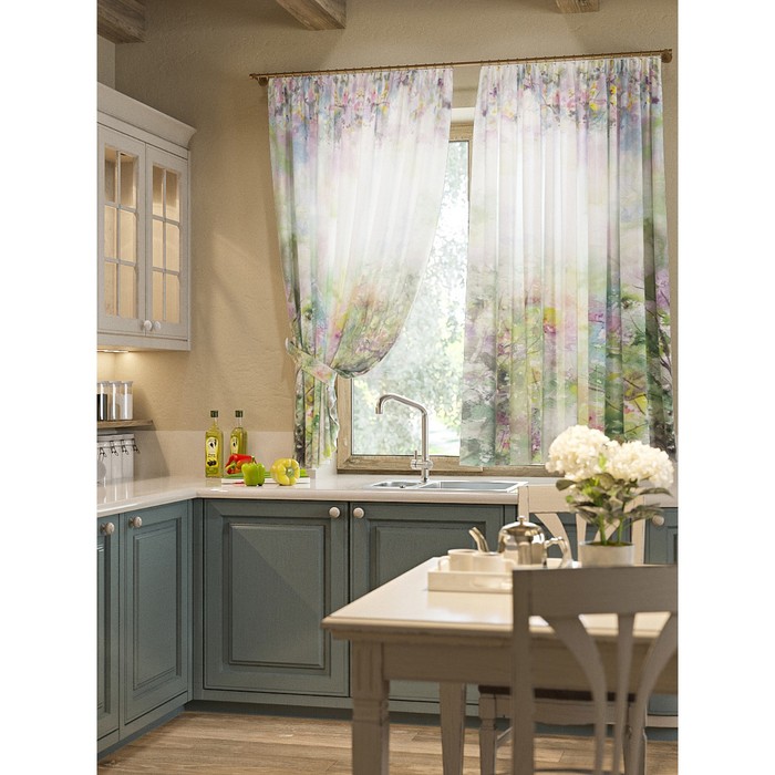 Шторы "Самер", 150х180 см-2 шт, подхваты 2 шт, вуаль