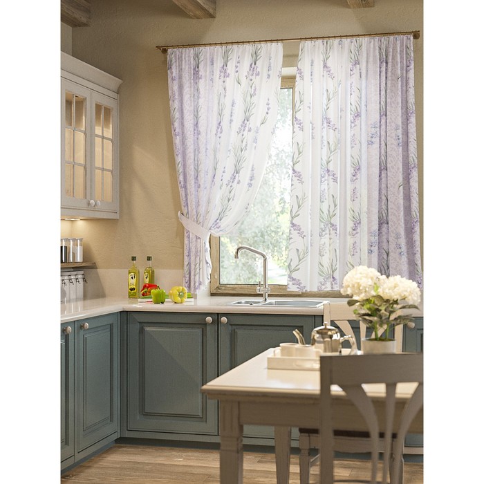 Шторы "Джерси", 150х180 см-2 шт, подхваты 2 шт, вуаль