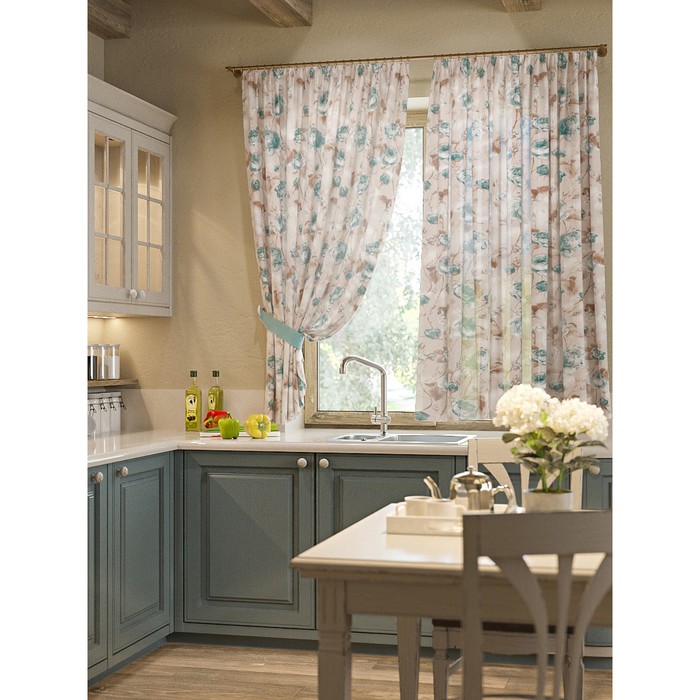 Шторы "Бостон", 150х180 см-2 шт, подхваты 2 шт, вуаль