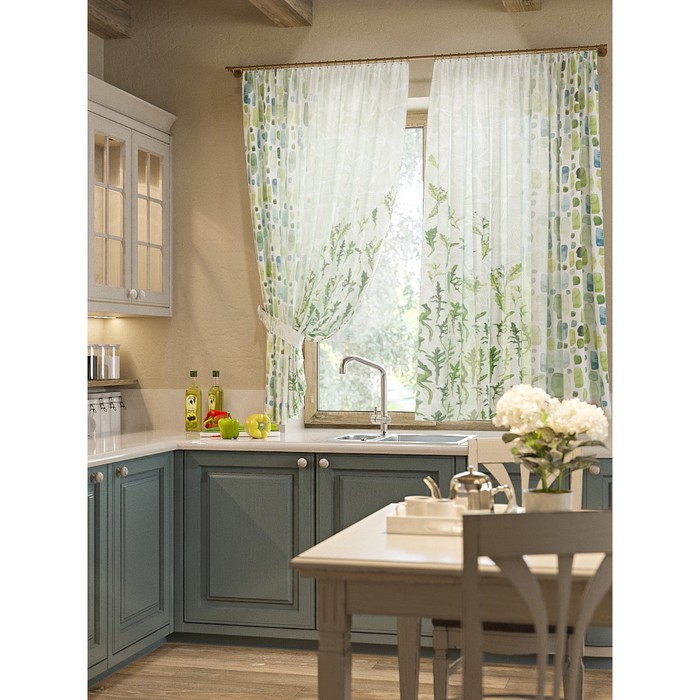 Шторы "Гринфилд", 150х180 см-2 шт, подхваты 2 шт, вуаль