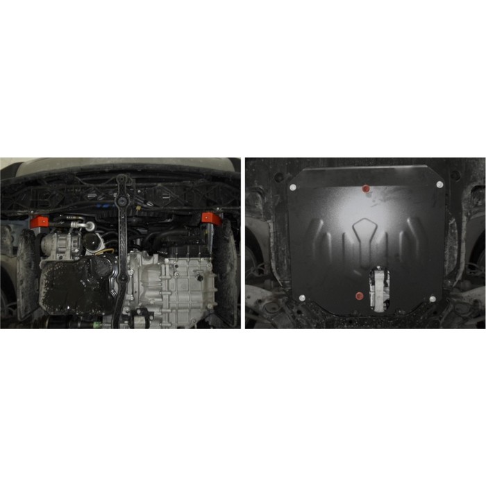 Защита картера и КПП АвтоБРОНЯ для Hyundai Santa Fe Premium (V - 2.2d; 2.4) 2015-2016, крепеж в комплекте, сталь, 2 мм, 111.02341.1