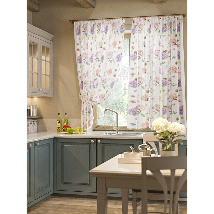 Шторы "Нертера", 150х180 см-2 шт, подхваты 2 шт, вуаль