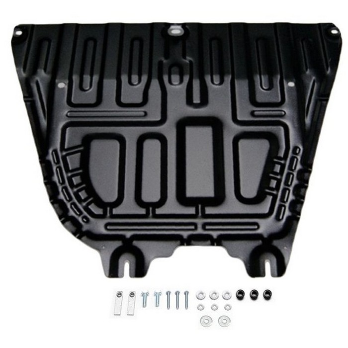 Защита картера и КПП АвтоБРОНЯ для Kia Rio (V - 1.4; 1.6 / вкл. X-Line) 2017-н.в., крепеж в комплекте, сталь, 2 мм, 111.02370.1