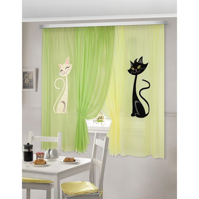 Шторы "Шура", размер 180х450 см-2 шт, тюль, цвет жёлтый