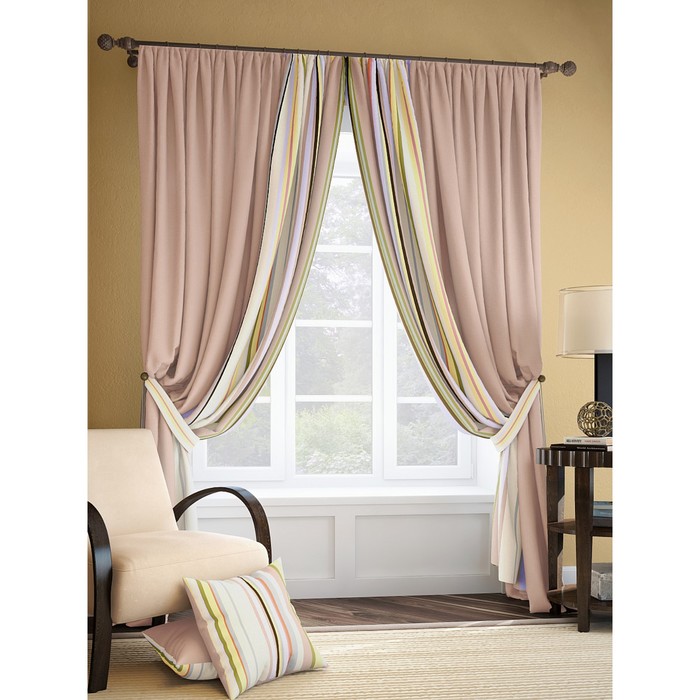 Шторы «Энже», 220х280 см-2 шт, подхваты-2 шт, блэкаут, цвет розовый