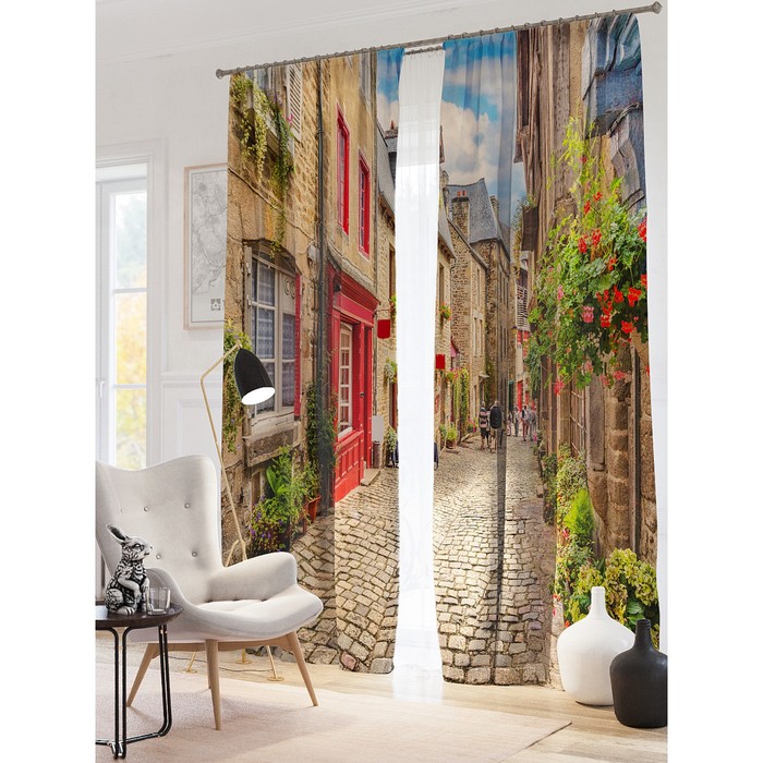 Фотошторы "Стритс", размер 150х260 см-2 шт, блэкаут