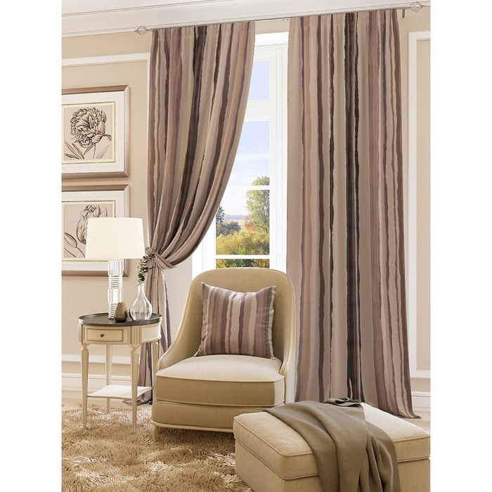 Шторы «Мината коричн», размер 150х260 см-2 шт, блэкаут