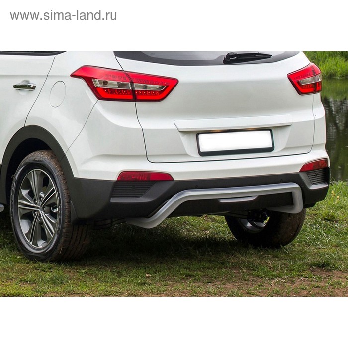 Защита заднего бампера d57 скоба Rival для Hyundai Creta I 2016-н.в., нерж. сталь, R.2310.008