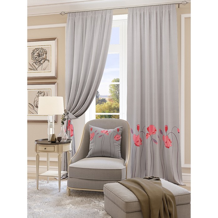 Шторы «Савоярд», 150х260 см-2 шт, подхваты 2 шт, блэкаут