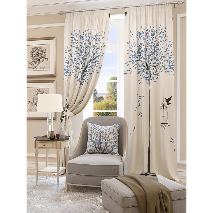 Шторы «Санкая», 150х260 см-2 шт, подхваты 2 шт, блэкаут