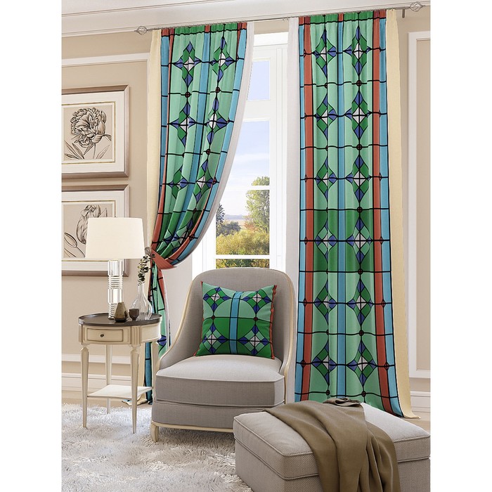 Шторы «Канели», 150х260 см-2 шт, подхваты 2 шт, блэкаут