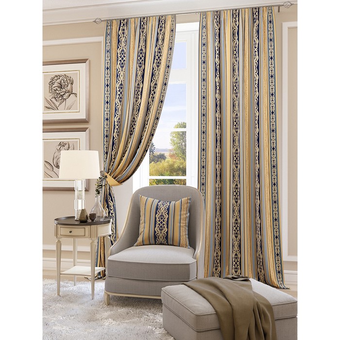 Шторы «Панфорте», 150х260 см-2 шт, подхваты 2 шт, блэкаут