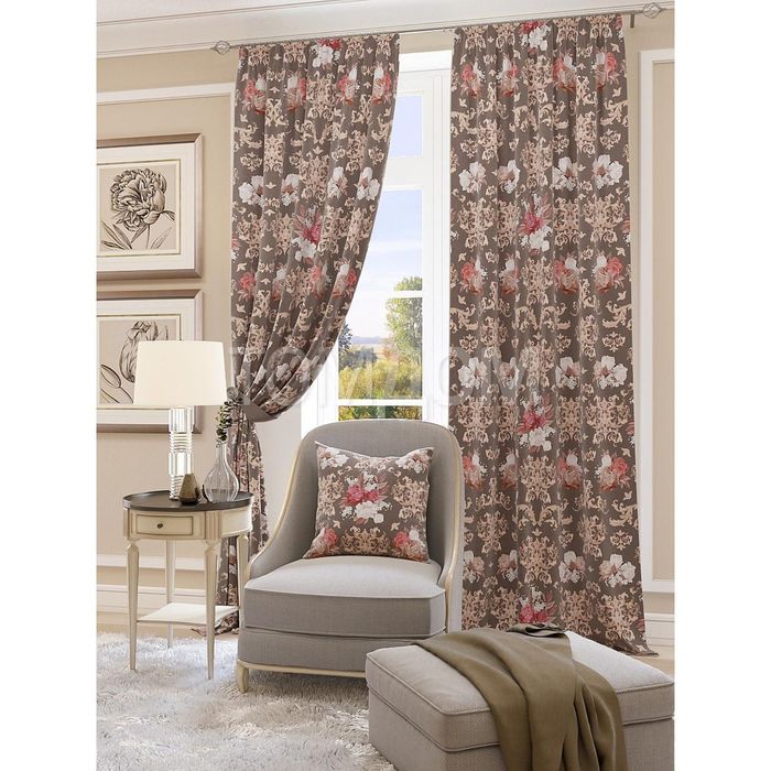 Шторы «Ликриция», 150х260 см-2 шт, подхваты 2 шт, блэкаут