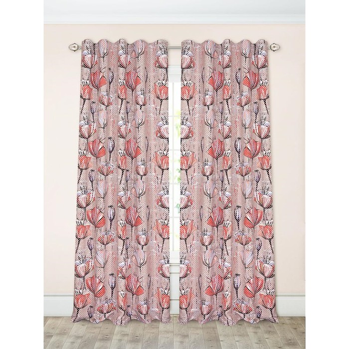 Шторы «Грати розовый», размер 150х260 см-2 шт, блэкаут