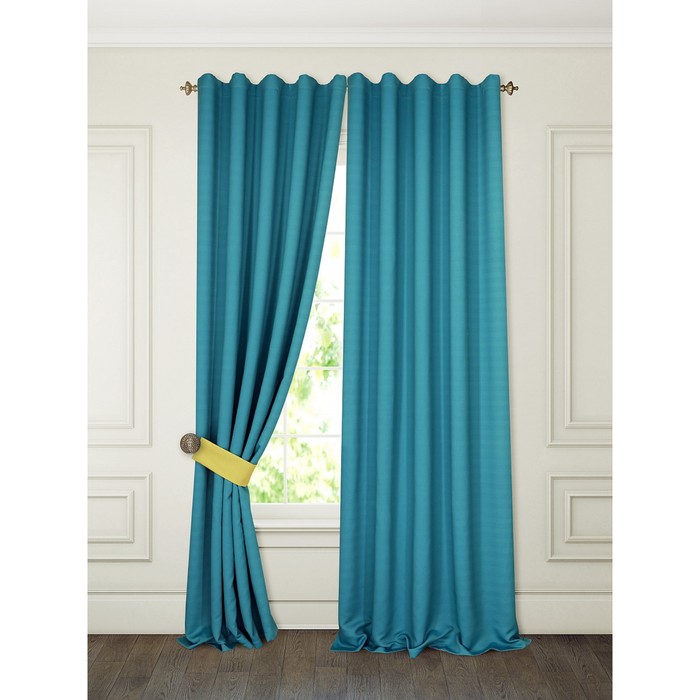 Шторы «Тиаго», 150х280 см-2 шт, подхваты 2 шт, блэкаут, цвет морской волны