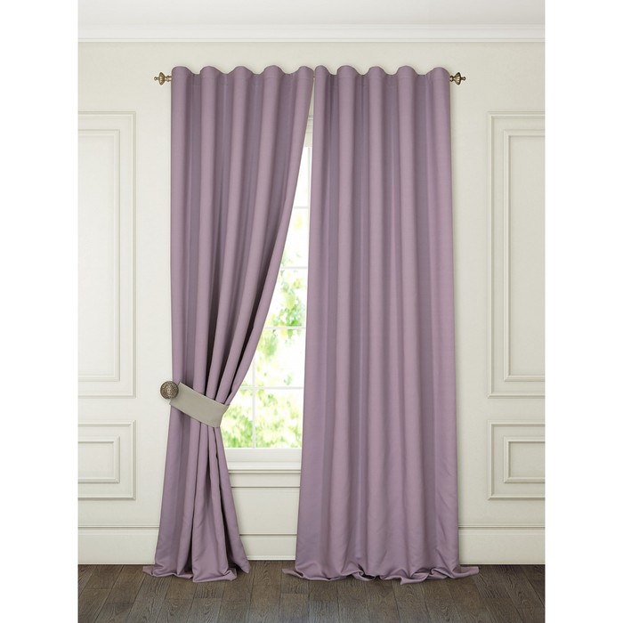 Шторы «Тиаго», 150х280 см-2 шт, подхваты 2 шт, блэкаут, цвет сиреневый