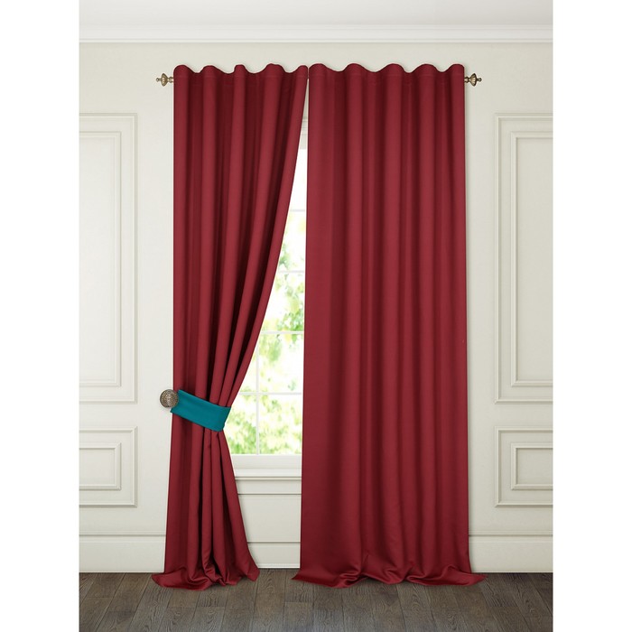 Шторы «Тиаго», 150х280 см-2 шт, подхваты 2 шт, блэкаут, цвет бордо