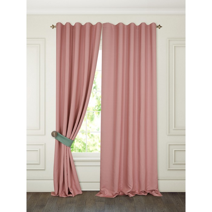 Шторы «Тиаго», 150х280 см-2 шт, подхваты 2 шт, блэкаут, цвет розовый