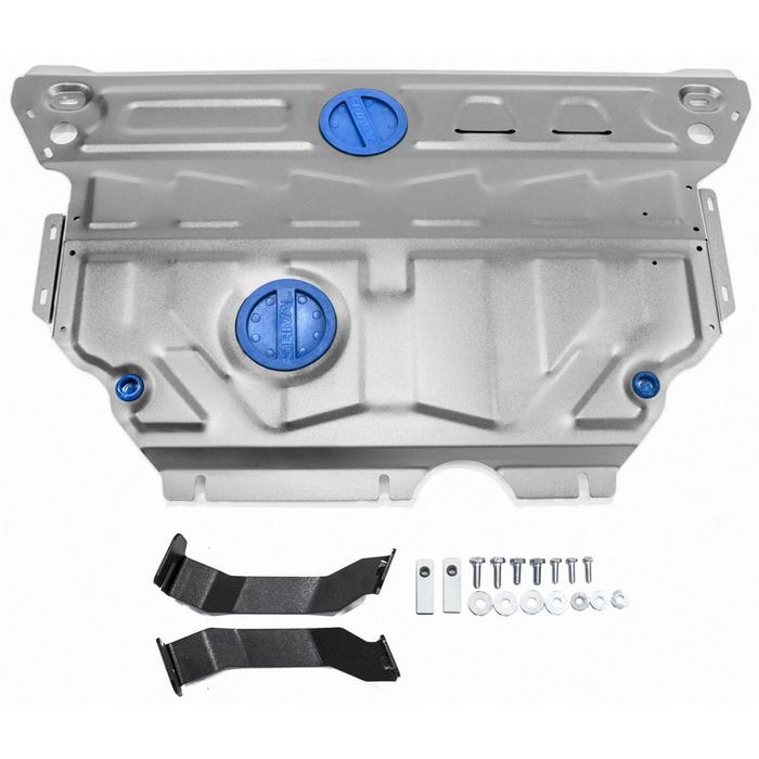 Защита картера и КПП Rival (увеличенная) для Skoda Octavia (V - 1.4; 1.8; 1.6; 2.0 / с Webasto) 2013-2017, крепеж в комплекте, алюминий 4 мм