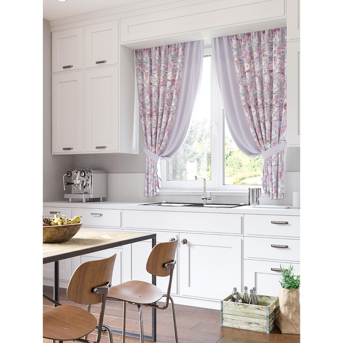 Шторы "Жастина", 150х180 см-2 шт, подхваты 2 шт, габардин