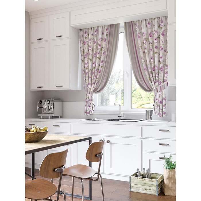 Шторы "Малибу", 150х180 см-2 шт, подхваты 2 шт, габардин