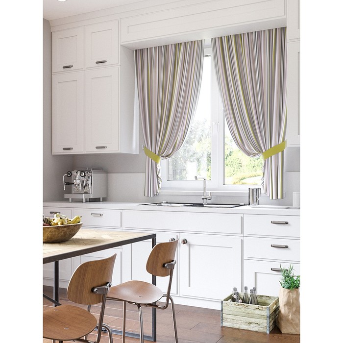 Шторы "Алира", 150х180 см-2 шт, подхваты 2 шт, габардин