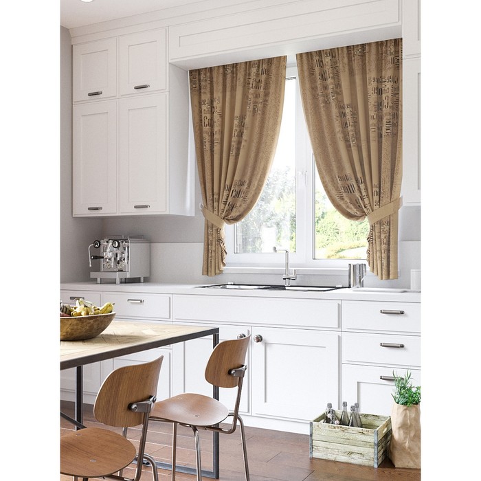 Шторы "Алоха", 150х180 см-2 шт, подхваты 2 шт, габардин