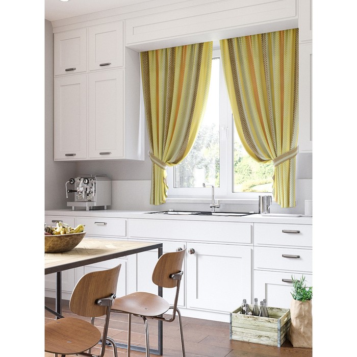 Шторы "Амая", 150х180 см-2 шт, подхваты 2 шт, габардин