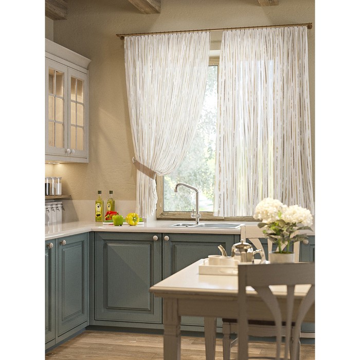 Шторы "Лелу", 150х180 см-2 шт, подхваты 2 шт, вуаль