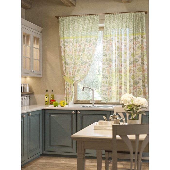 Шторы "Джефи", 150х180 см-2 шт, подхваты 2 шт, вуаль