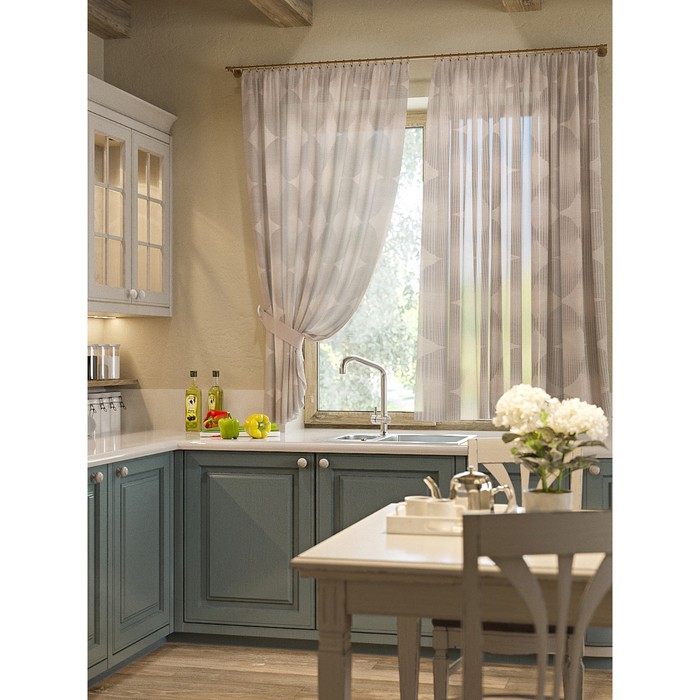 Шторы "Бряна", 150х180 см-2 шт, подхваты 2 шт, вуаль