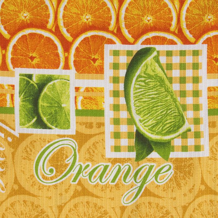 Набор DomoVita фартук/прихватка/варежка, МАНДАРИНКИ, хлопок 170 г/м2 рогожка