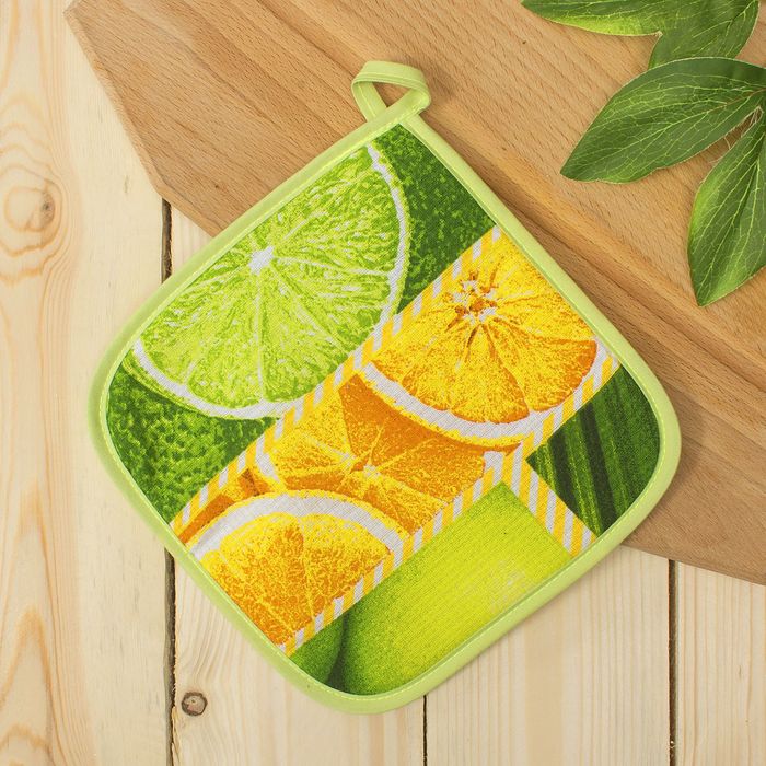 Набор DomoVita фартук/прихватка/варежка, ТРОПИЧЕСКИЙ ОСТРОВ, хлопок 170 г/м2 вафля