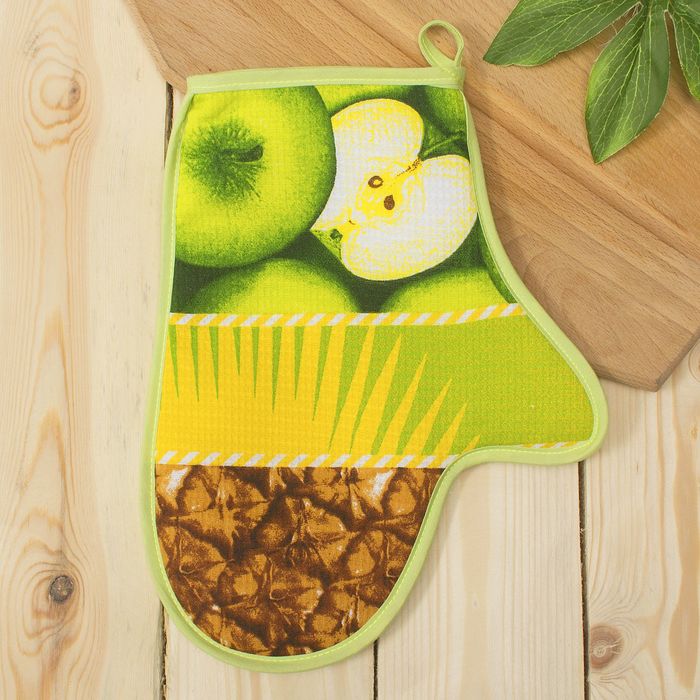 Набор DomoVita фартук/прихватка/варежка, ТРОПИЧЕСКИЙ ОСТРОВ, хлопок 170 г/м2 вафля