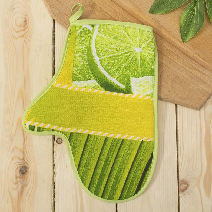 Набор DomoVita фартук/прихватка/варежка, ТРОПИЧЕСКИЙ ОСТРОВ, хлопок 170 г/м2 вафля