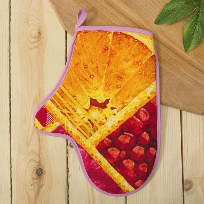 Набор DomoVita фартук/прихватка/варежка, ЯРКИЙ ВКУС, хлопок 170 г/м2 вафля